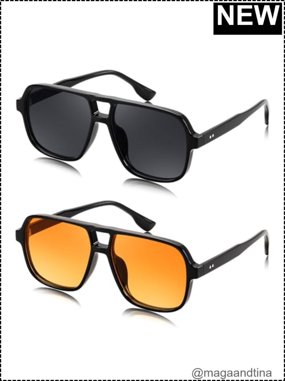 Retro Square Aviator Sunglasses Women Men 70s Vintage Plastic Frame UV400